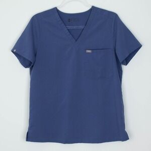 Figs Womens Catarina One‎ Pocket Scrub Top Size M Blue Short Sleeve Nursing Work